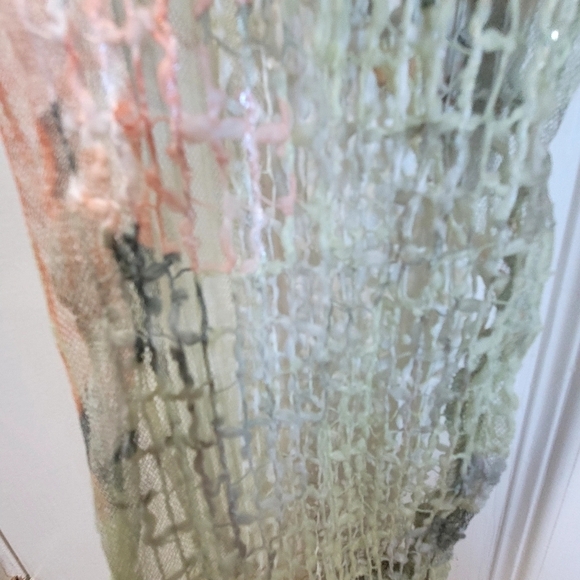 Picadilly ONE SIZE Floral Green Kimono Coverup Beachy Metallic Mesh Cardigan - Picture 6 of 7